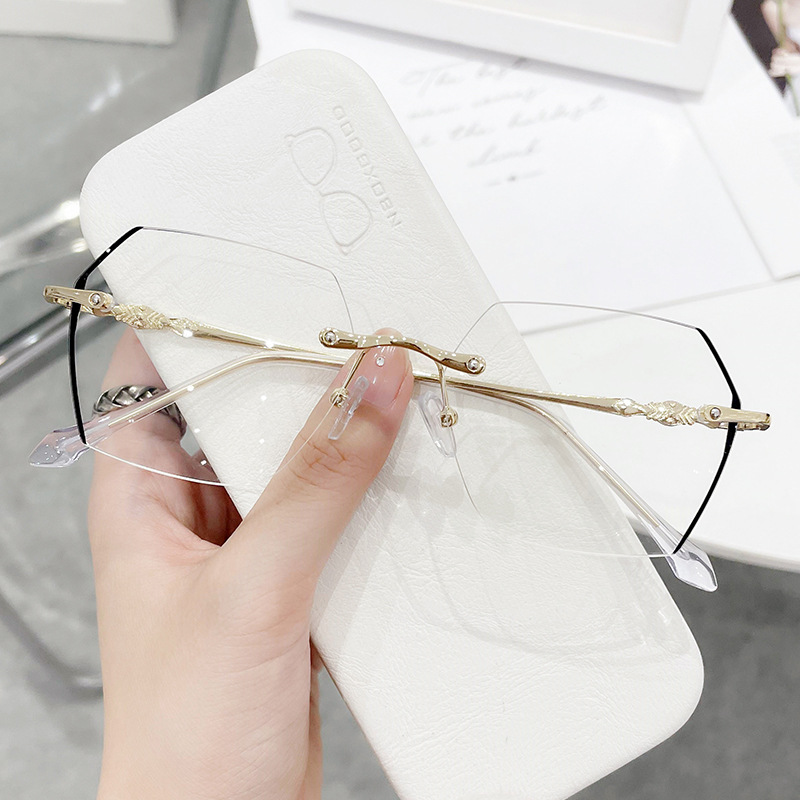 Men'S Fashion Rimless Glasses - 무테 근시 안경 여성 빈티지 블루