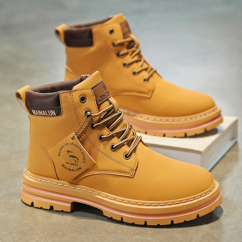 Yellow Men'S Fashion - 클래식 남성 하이탑 부츠 고품질 노란