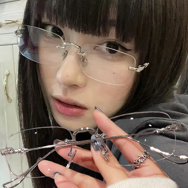 Men'S Fashion Rimless Glasses - 투명한 직사각형 무테 안경 블루라이트 차단