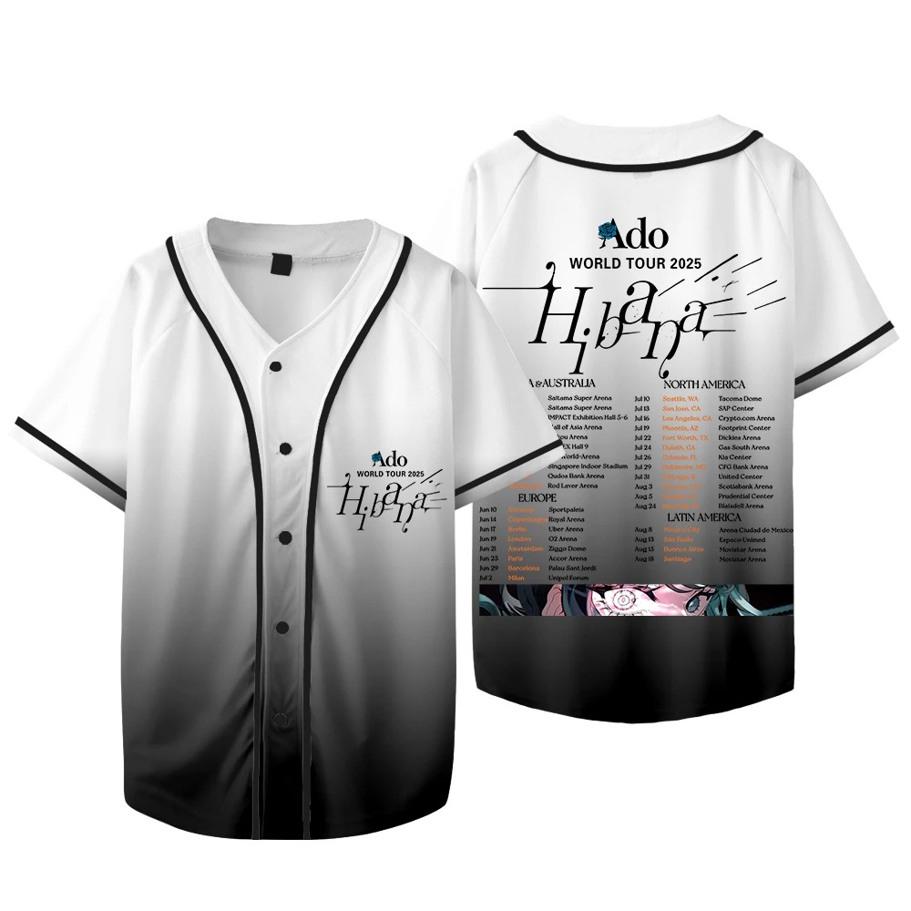 Mens Fashion Baseball Jersey - Ado Hibana 월드 투어 머치 저지