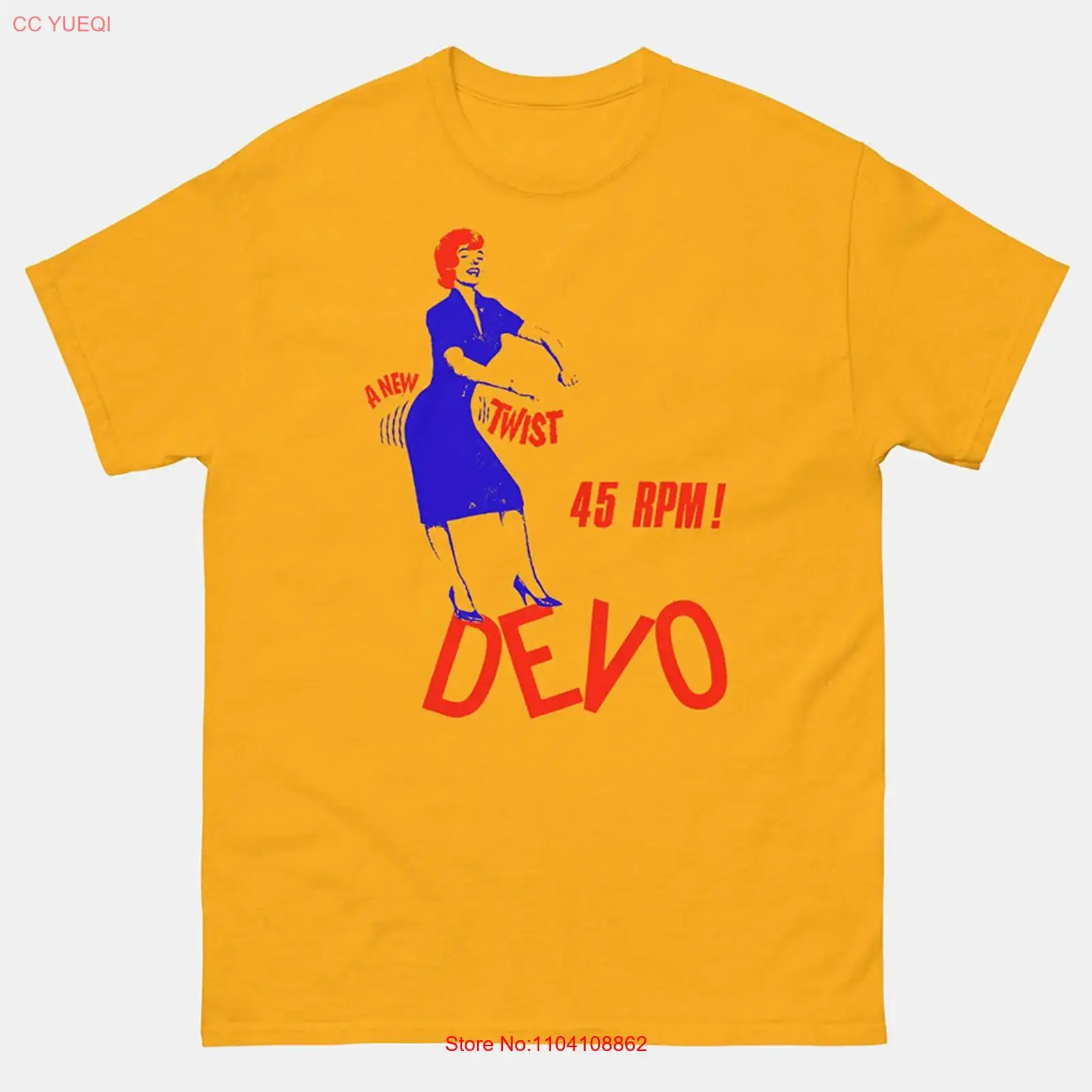 Yellow Men'S Fashion - DEVO 밴드 새로운 디자인의 노란색 티셔츠
