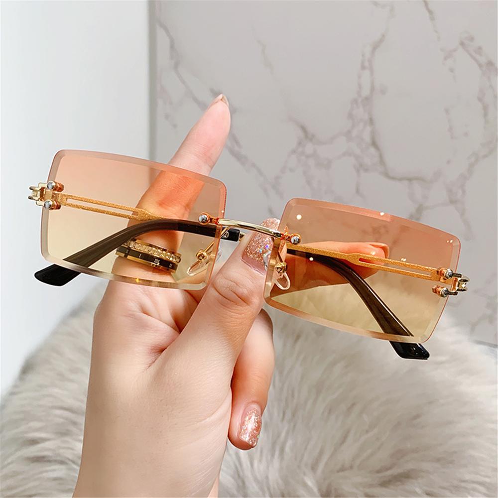 Men'S Fashion Rimless Glasses - 여성용 무테 직사각형 선글라스, 빈티지 쉐이드,