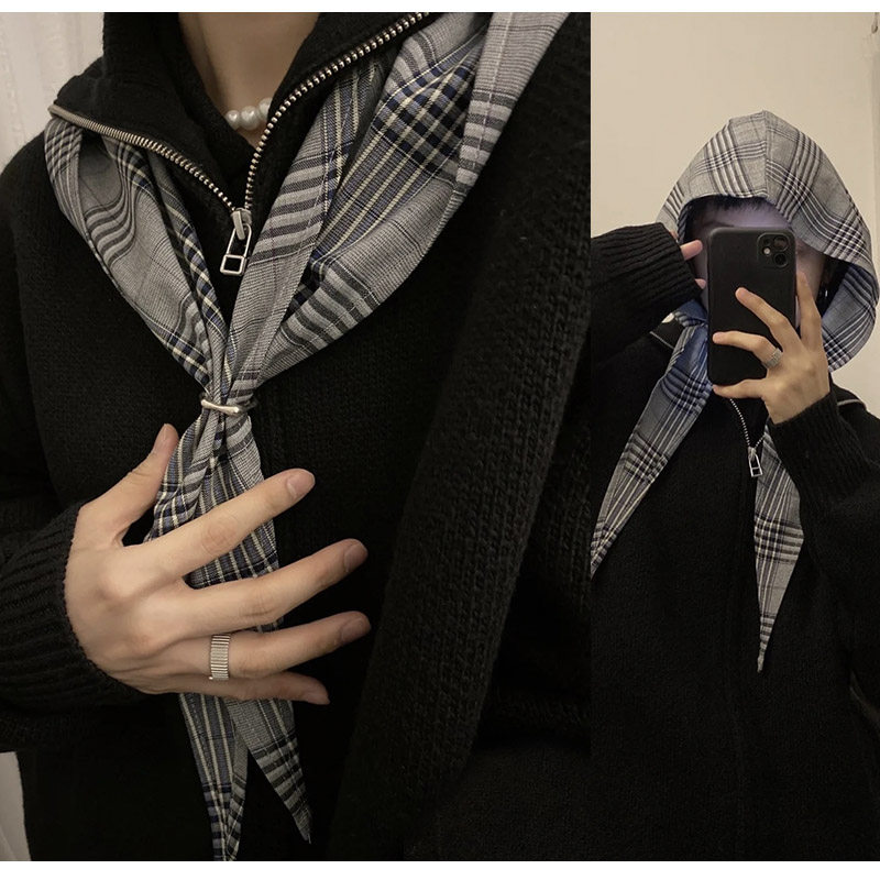 Men'S Fashion With Hat - 오리지널 코튼 후드 숄 스카프 도파민