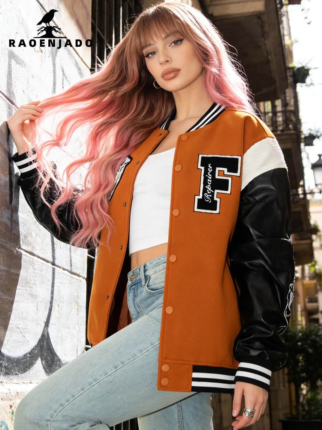 Varsity Jacket Letterman - 여성 캐주얼 바시티 재킷 야구 레터맨