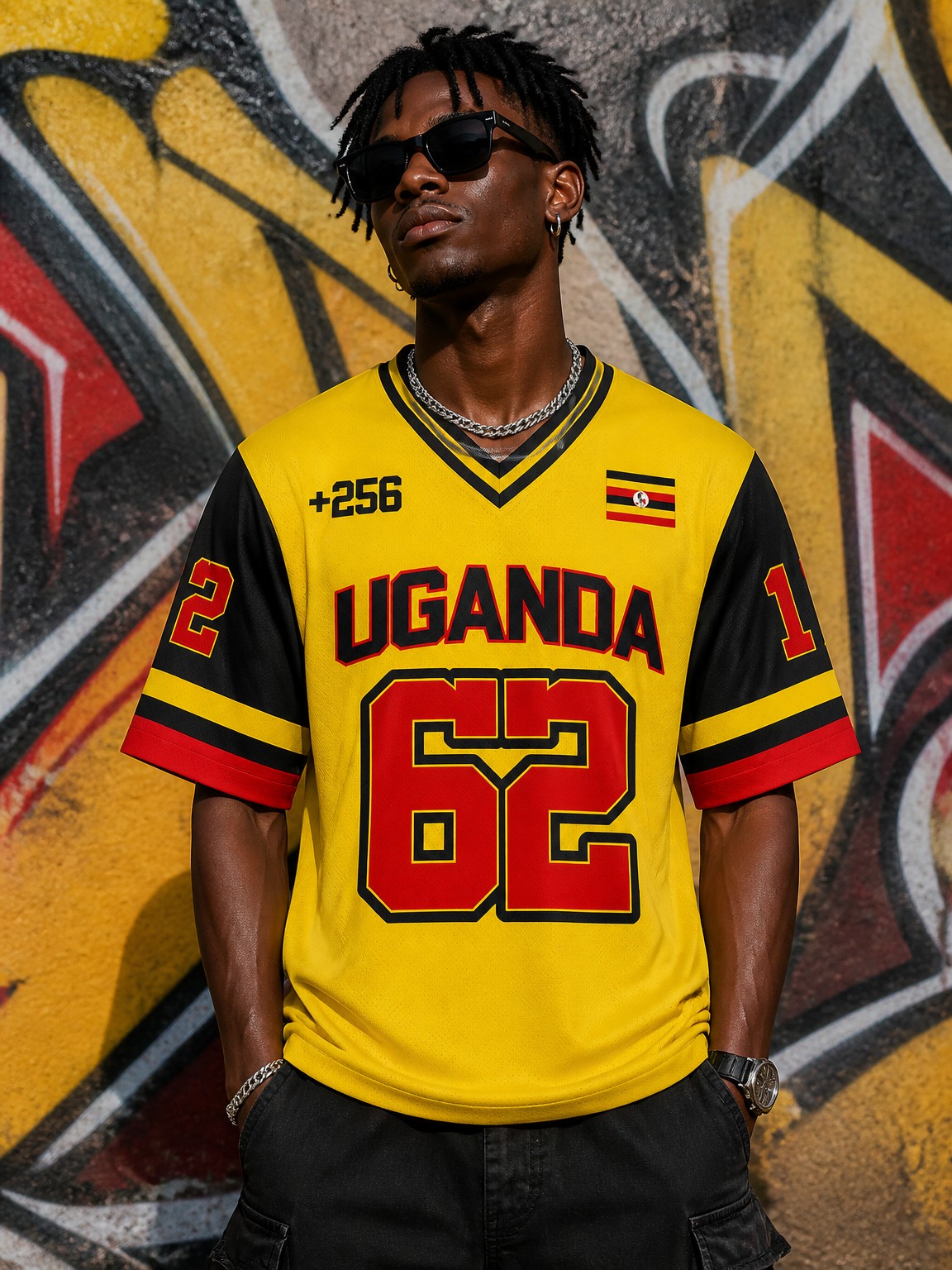 Men Fashion Uganda - 우간다 새틴 V넥 티셔츠, 남성용 에스닉