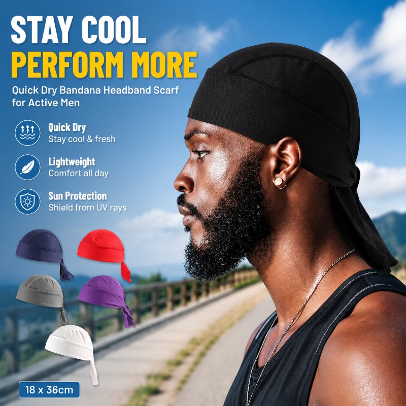 Men'S Fashion With Hat - 남성용 속건 폴리에스터 반다나 헤드밴드 스카프,