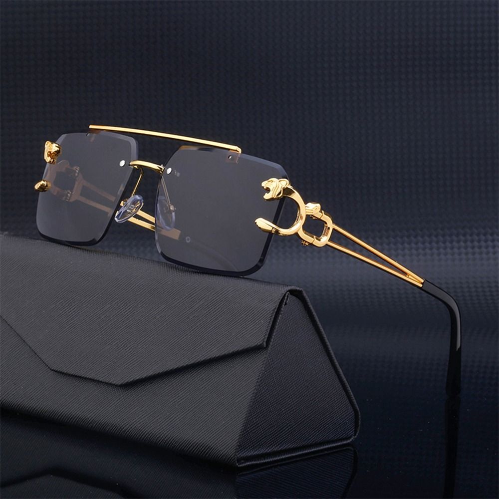 Men'S Fashion Rimless Glasses - 패션 레오파드 무테 스퀘어 더블 브릿지