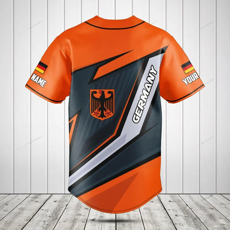 Mens Fashion Baseball Jersey - 개인화 된 독일 방패 그래픽 버튼