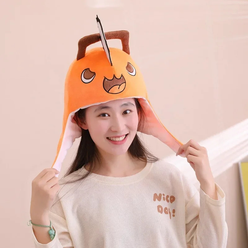 Men'S Fashion With Hat - 애니메이션 체인소맨 포치타 코스프레 플러시 헤드기어