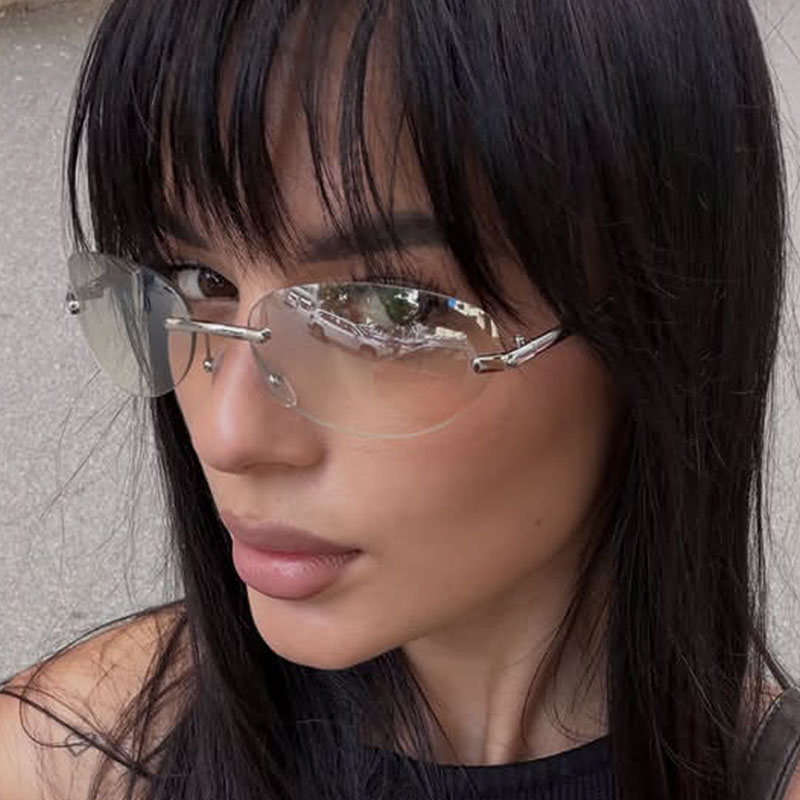 Men'S Fashion Rimless Glasses - 남성 여성을위한 무테 타원형 선글라스 패션