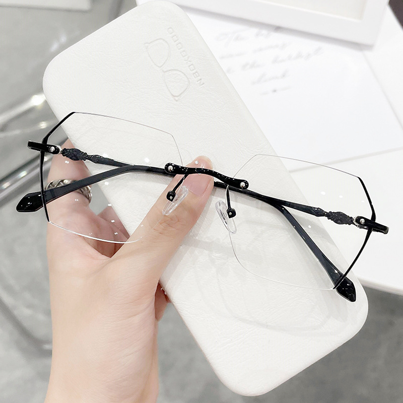 무테 근시 안경 여성 빈티지 블루 라이트 컴퓨터 안경  - Men'S Fashion Rimless Glasses 리뷰 및 가격