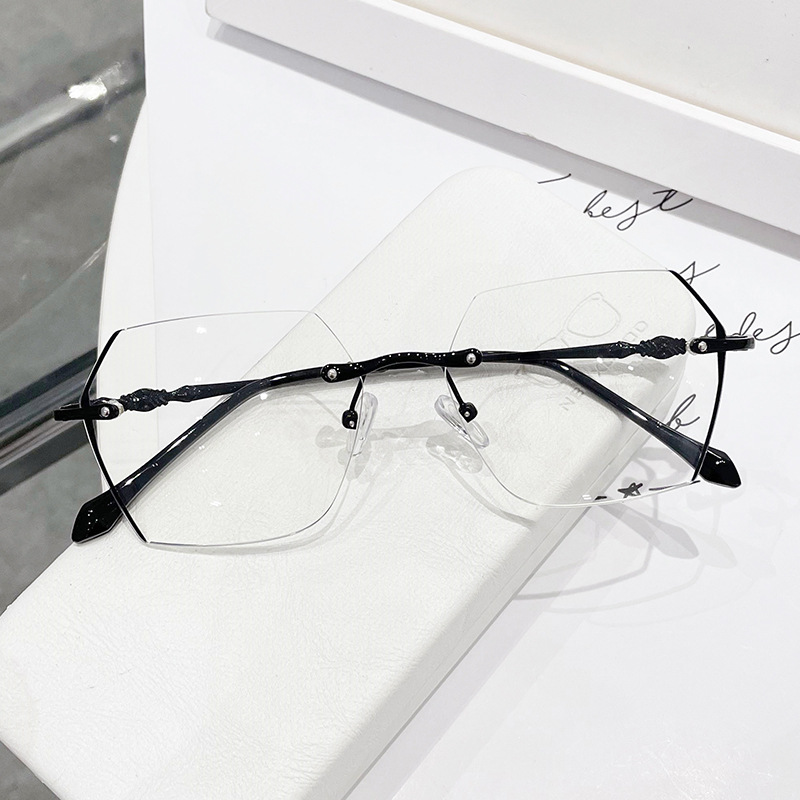 무테 근시 안경 여성 빈티지 블루 라이트 컴퓨터 안경  - Men'S Fashion Rimless Glasses 리뷰 및 가격