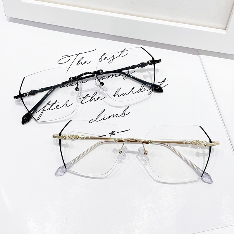 무테 근시 안경 여성 빈티지 블루 라이트 컴퓨터 안경  - Men'S Fashion Rimless Glasses 리뷰 및 가격
