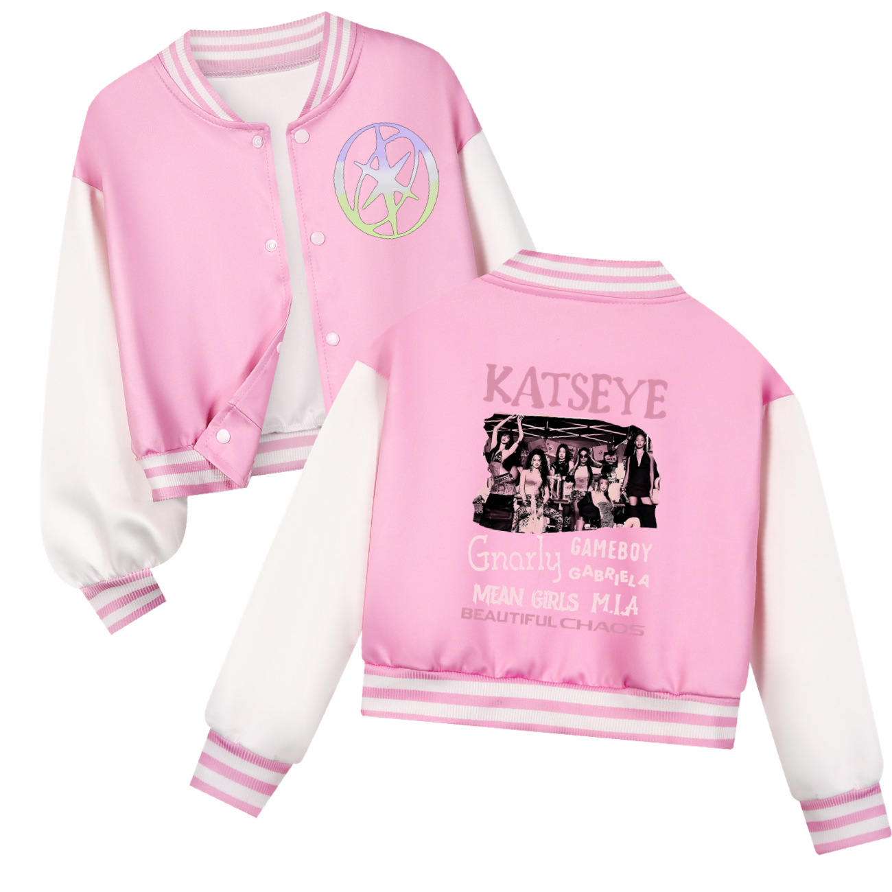 KATSEYE 프린팅 키즈 짧은 야구 재킷 봄 가을 크 - Varsity Jacket Letterman 리뷰 및 가격