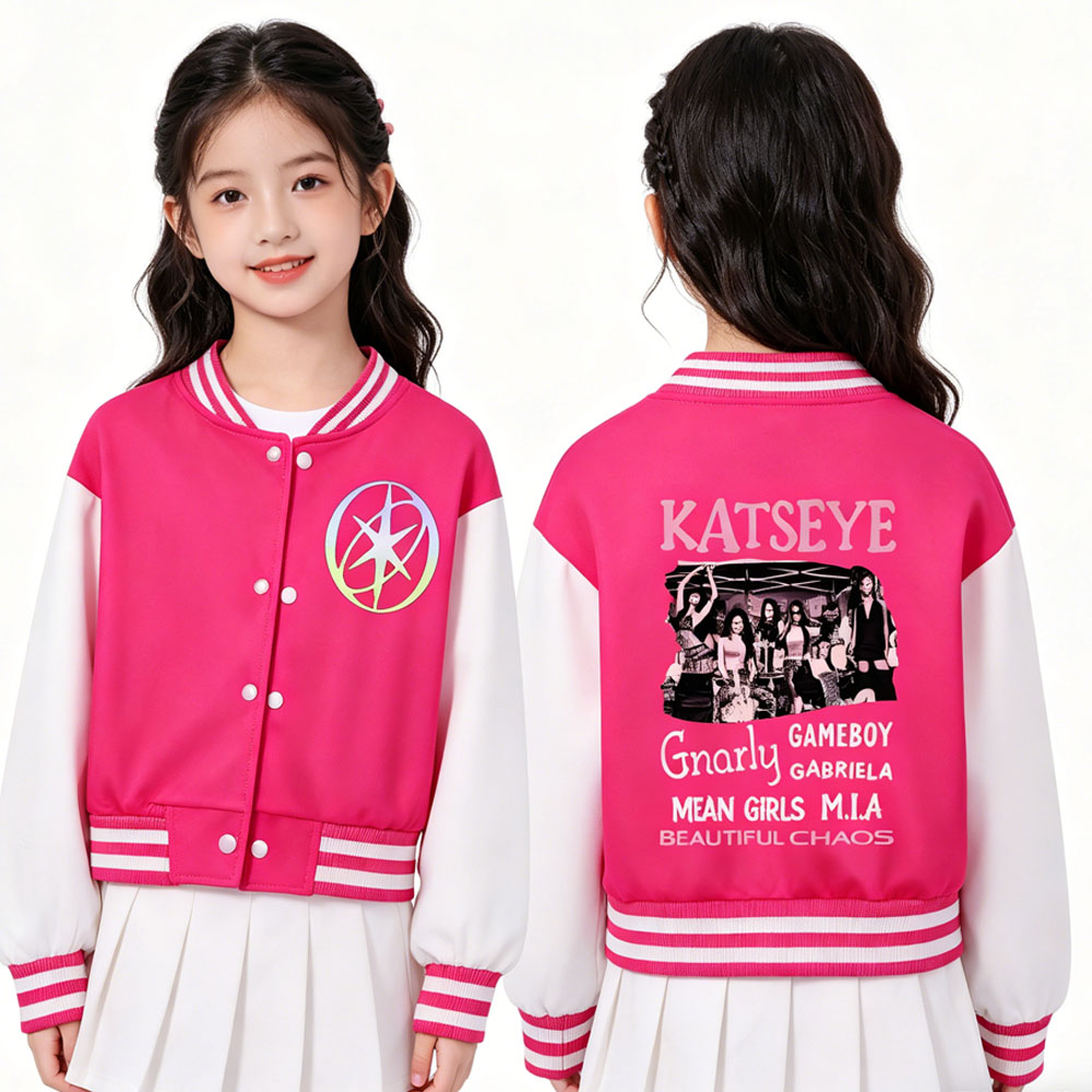 KATSEYE 프린팅 키즈 짧은 야구 재킷 봄 가을 크 - Varsity Jacket Letterman 리뷰 및 가격