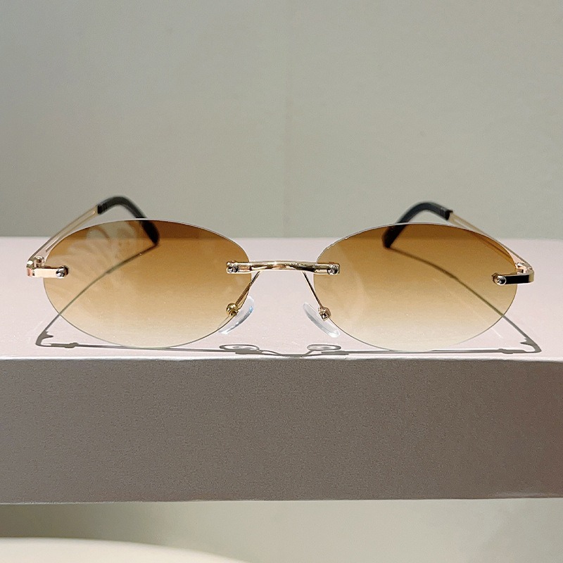 무테 타원형 선글라스 남성 패션 그라데이션 데코 쉐이드 - Men'S Fashion Rimless Glasses 리뷰 및 가격