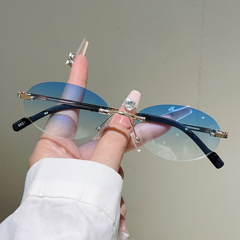 무테 타원형 선글라스 남성 패션 그라데이션 데코 쉐이드 - Men'S Fashion Rimless Glasses 리뷰 및 가격