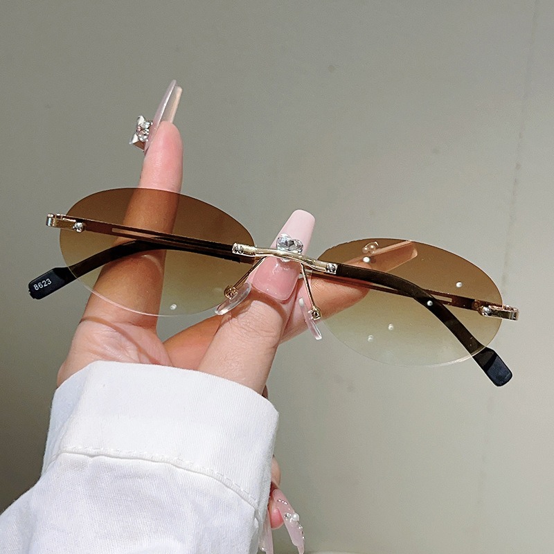 무테 타원형 선글라스 남성 패션 그라데이션 데코 쉐이드 - Men'S Fashion Rimless Glasses 리뷰 및 가격