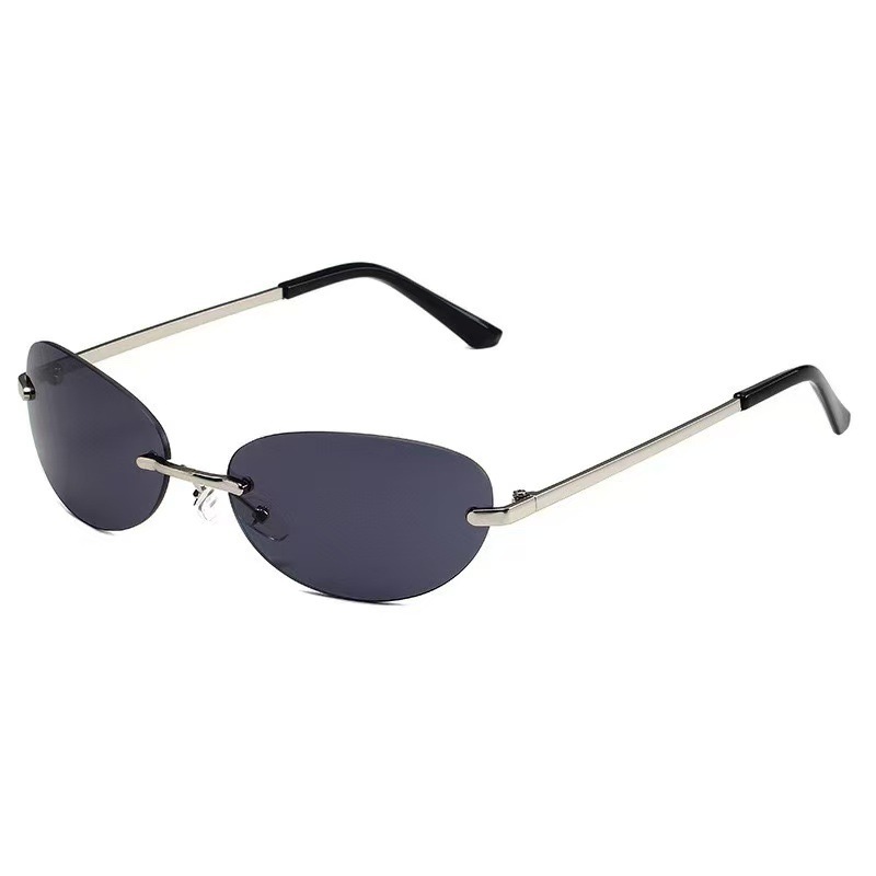 무테 타원형 선글라스 여성 작은 타원형 그라데이션 금속 - Men'S Fashion Rimless Glasses 리뷰 및 가격
