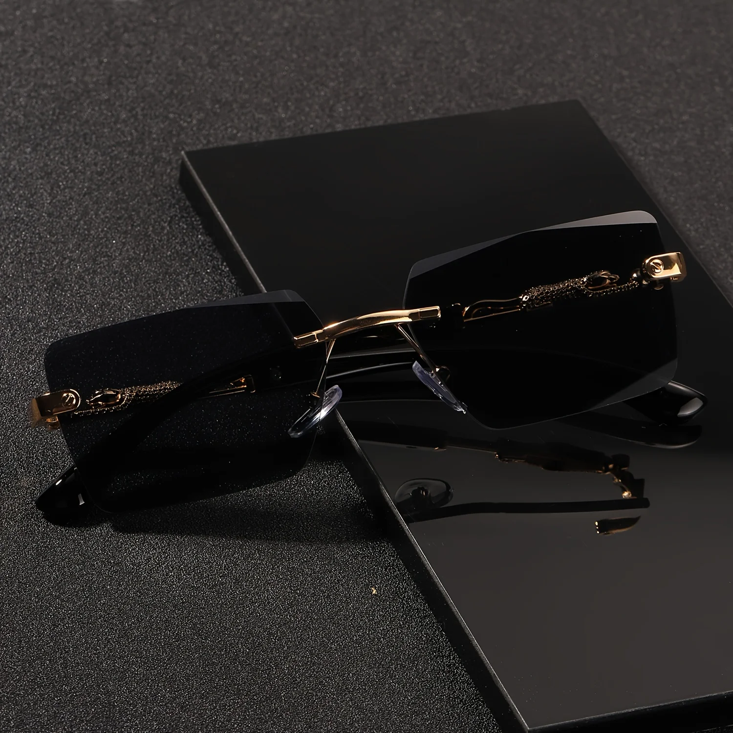 1pc 무테 선글라스 직사각형 여성 남성용 선글라스 여 - Men'S Fashion Rimless Glasses 리뷰 및 가격