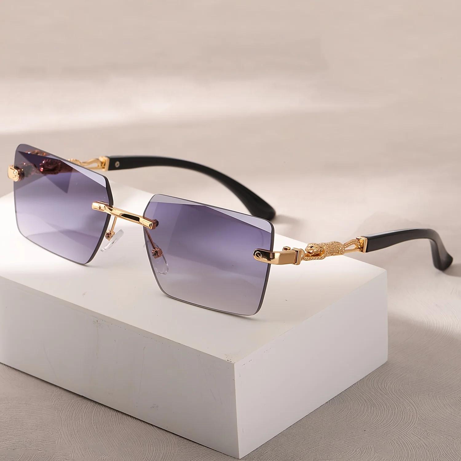 1pc 무테 선글라스 직사각형 여성 남성용 선글라스 여 - Men'S Fashion Rimless Glasses 리뷰 및 가격