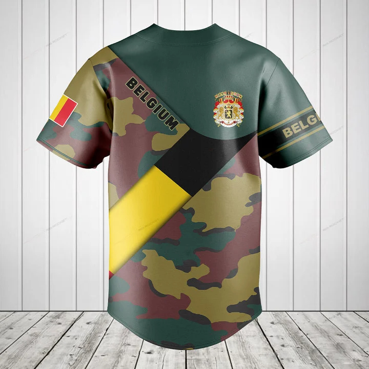 사용자 정의 이름 벨기에 국기 위장 그래픽 버튼 셔츠  - Mens Fashion Baseball Jersey 리뷰 및 가격