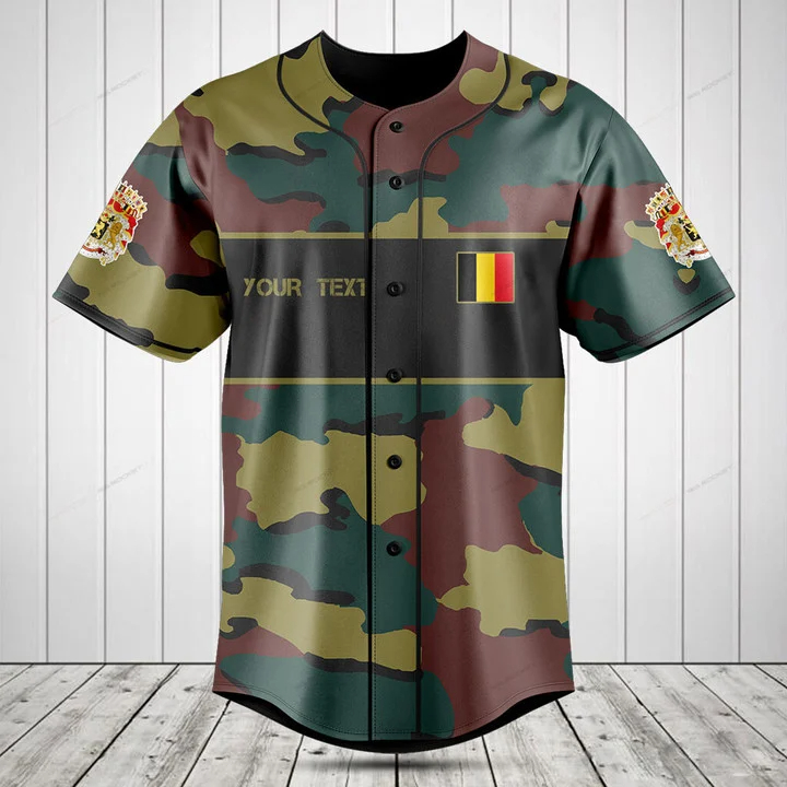 사용자 정의 이름 벨기에 국기 위장 그래픽 버튼 셔츠  - Mens Fashion Baseball Jersey 리뷰 및 가격