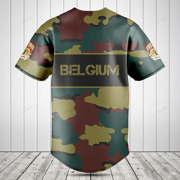 사용자 정의 이름 벨기에 국기 위장 그래픽 버튼 셔츠  - Mens Fashion Baseball Jersey 리뷰 및 가격