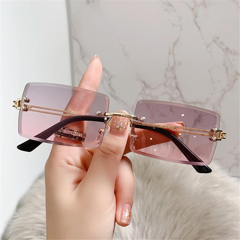 여성용 무테 직사각형 선글라스, 빈티지 쉐이드, 패션  - Men'S Fashion Rimless Glasses 리뷰 및 가격