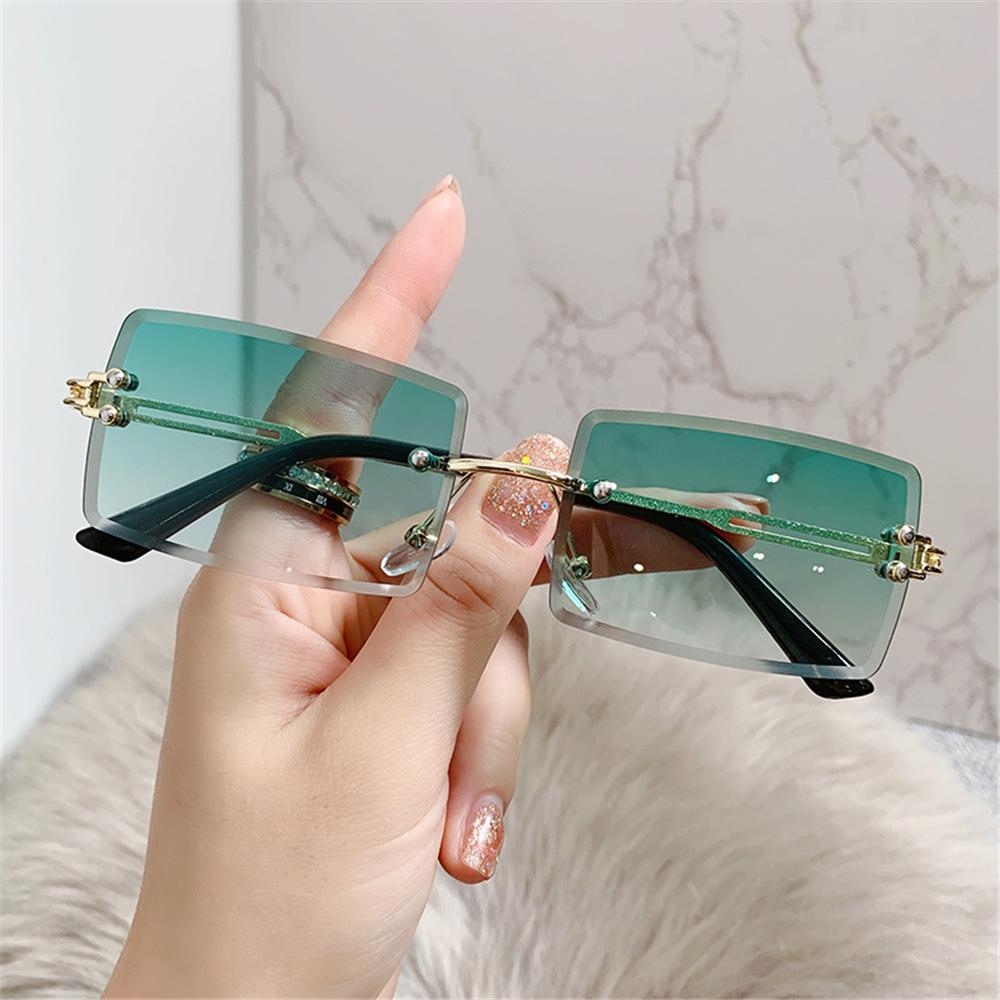 여성용 무테 직사각형 선글라스, 빈티지 쉐이드, 패션  - Men'S Fashion Rimless Glasses 리뷰 및 가격