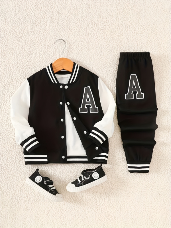 남아용 흑백 레터 'A' 바시티 재킷 및 스웨트팬츠 투 - Varsity Jacket Letterman 리뷰 및 가격