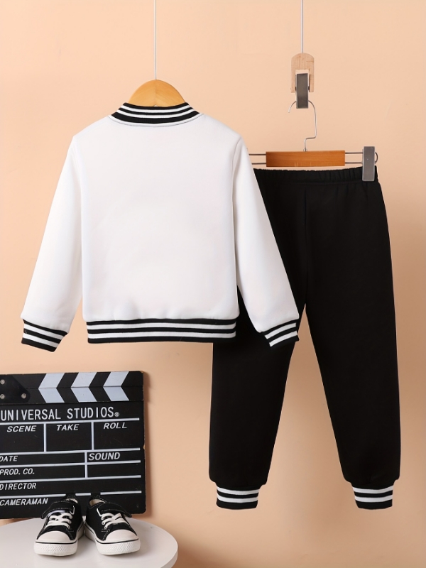 남아용 흑백 레터 'A' 바시티 재킷 및 스웨트팬츠 투 - Varsity Jacket Letterman 리뷰 및 가격