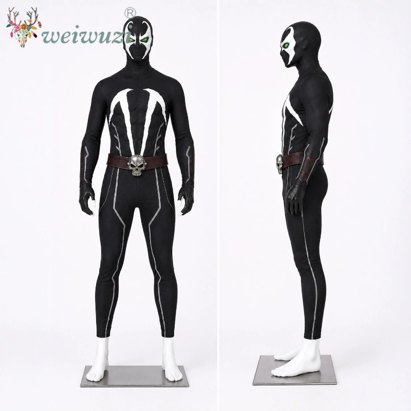남성 코스프레 의상 풀세트 블랙 바디수트, 레드 케이프 - Mens Fashion Jumpsuit 리뷰 및 가격