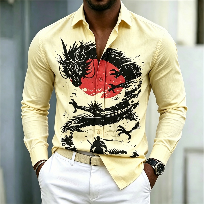 2026 신상 남성 셔츠 화이트 블랙 레드 배색 드래곤 - Men'S Fashion Looks 리뷰 및 가격