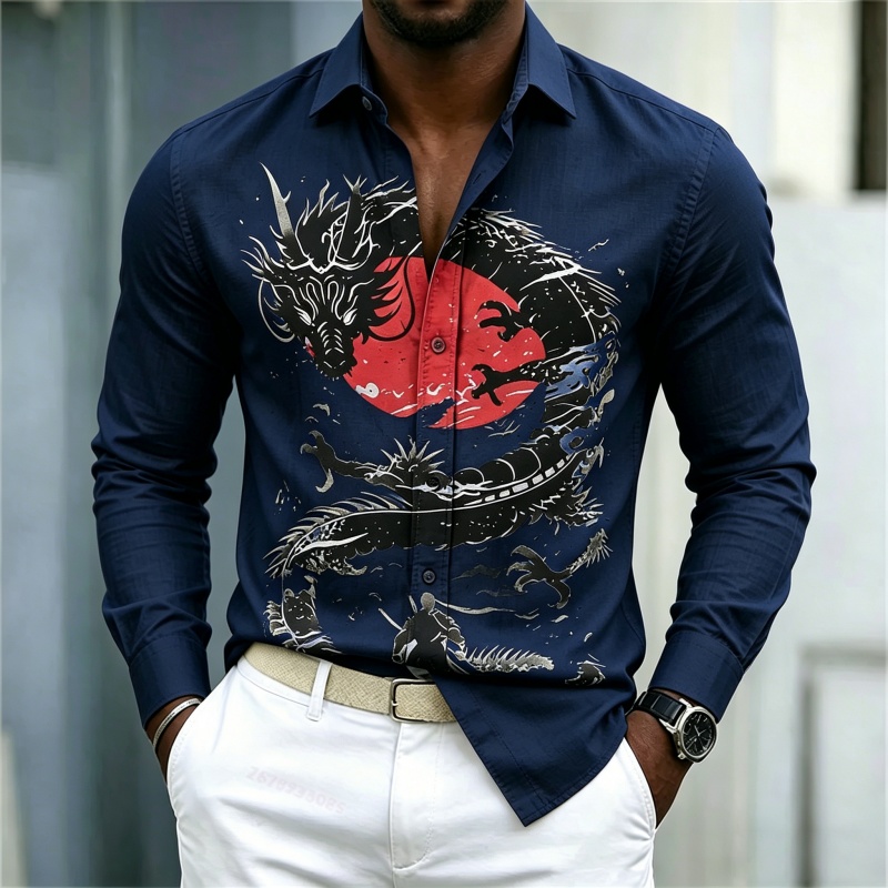 2026 신상 남성 셔츠 화이트 블랙 레드 배색 드래곤 - Men'S Fashion Looks 리뷰 및 가격