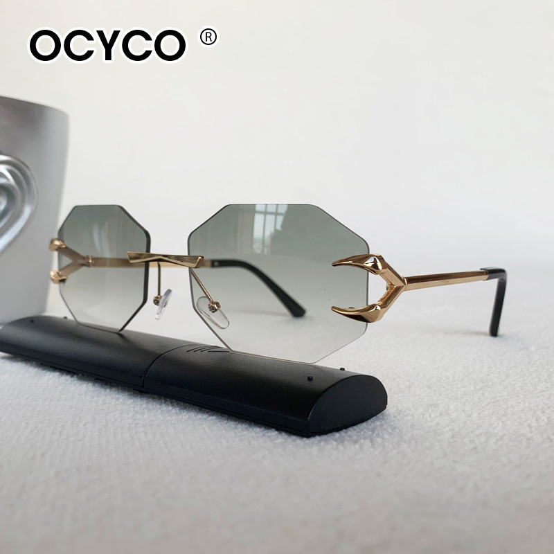 패션 다각형 무테 선글라스 남성 여성 럭셔리 브랜드 그 - Men'S Fashion Rimless Glasses 리뷰 및 가격