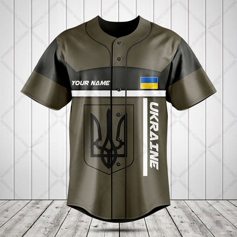 맞춤 이름 우크라이나 쉴드 그래픽 버튼 셔츠 여름 캐주 - Mens Fashion Baseball Jersey 리뷰 및 가격