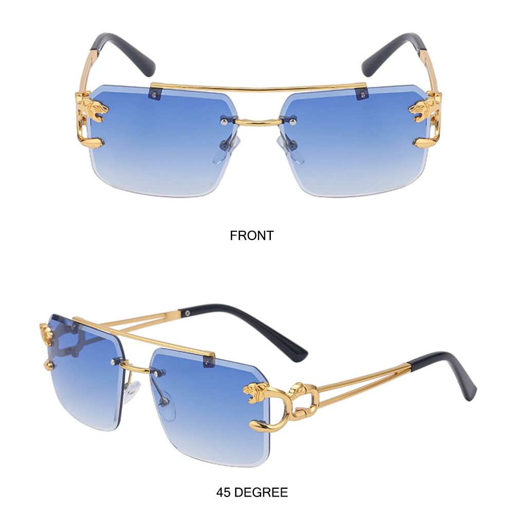 패션 레오파드 무테 스퀘어 더블 브릿지 선글라스 빈티지 - Men'S Fashion Rimless Glasses 리뷰 및 가격