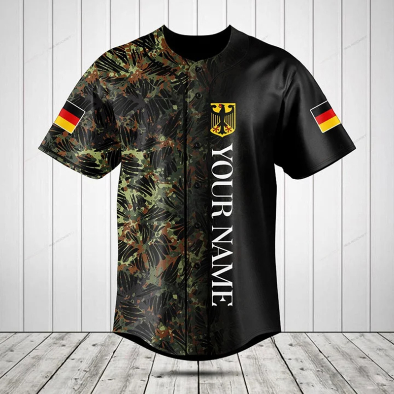 개인화 된 독일 방패 그래픽 버튼 셔츠 여름 캐주얼 소 - Mens Fashion Baseball Jersey 리뷰 및 가격
