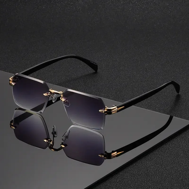 무테 선글라스 직사각형 패션 인기 여성 남성용 쉐이드  - Men'S Fashion Rimless Glasses 리뷰 및 가격