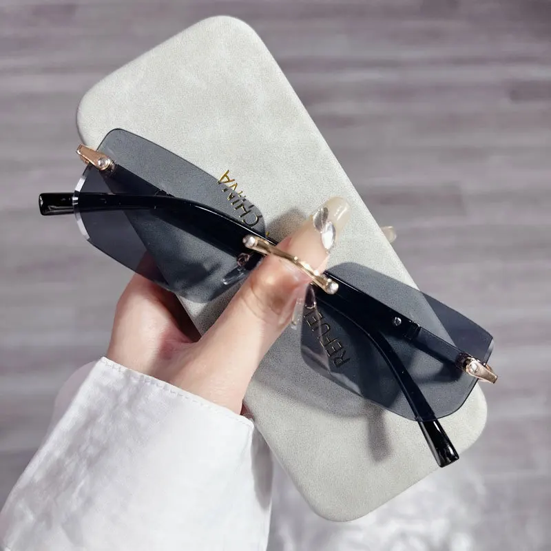 패션 직사각형 선글라스 남성 여성 블루라이트 차단 눈  - Men'S Fashion Rimless Glasses 리뷰 및 가격