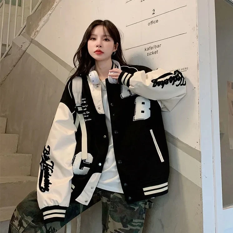 Y2k Lamb Wool Bomber Jacket 여성 - Varsity Jacket Letterman 리뷰 및 가격