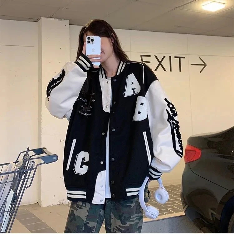 Y2k Lamb Wool Bomber Jacket 여성 - Varsity Jacket Letterman 리뷰 및 가격