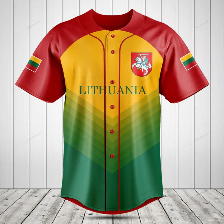 맞춤 이름 리투아니아 국기 그래픽 버튼 셔츠 여름 캐주 - Mens Fashion Baseball Jersey 리뷰 및 가격