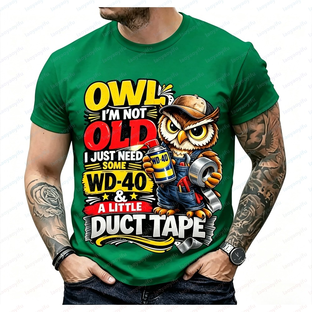 패션 남성용 여름 반팔 티셔츠 Owl I'm Not O - Mens Fashion In 40S 리뷰 및 가격