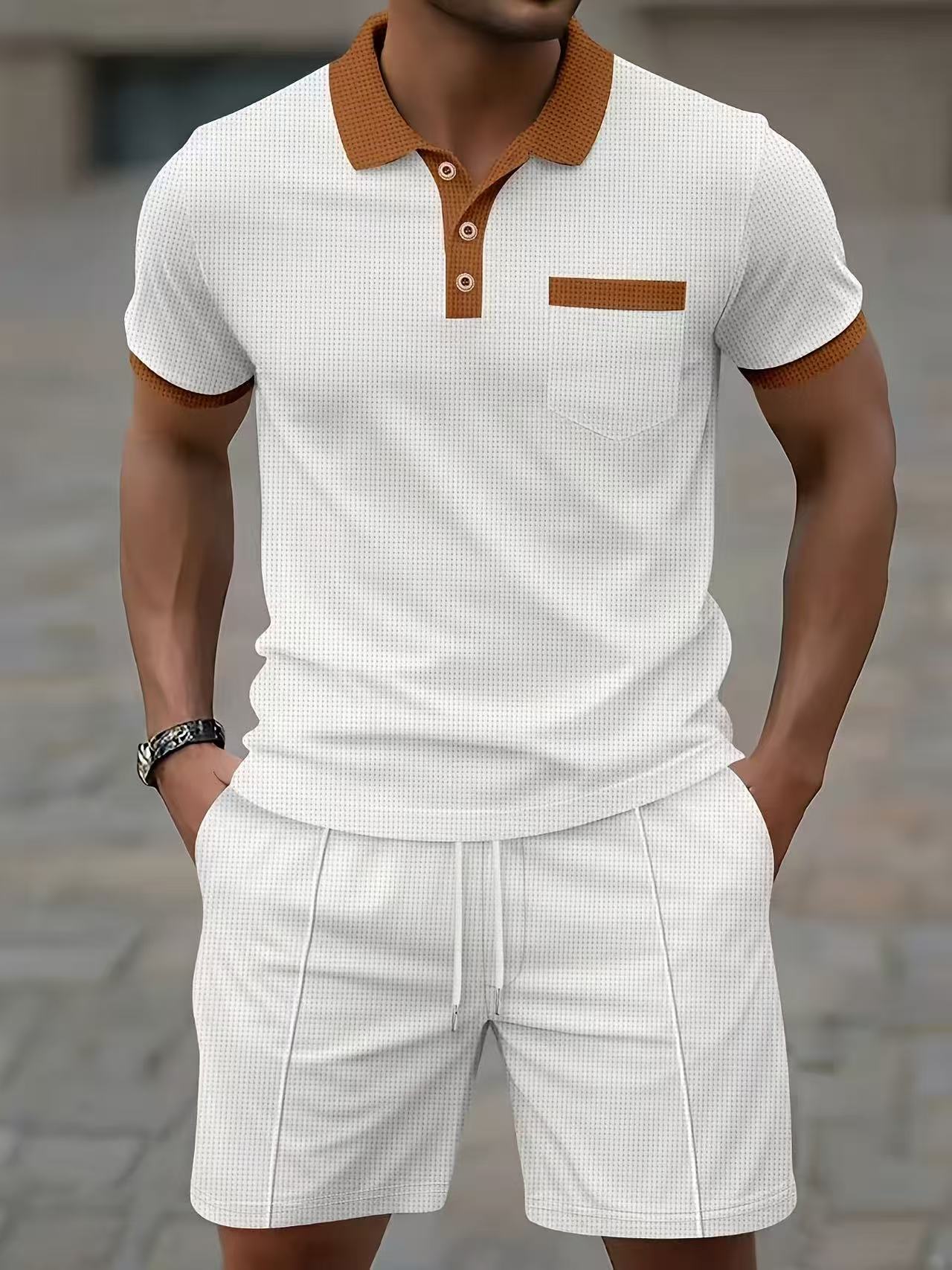 베스트셀러 남성 여름 반팔 셔츠 티셔츠 폴로 반바지 세 - Men'S Fashion Looks 리뷰 및 가격