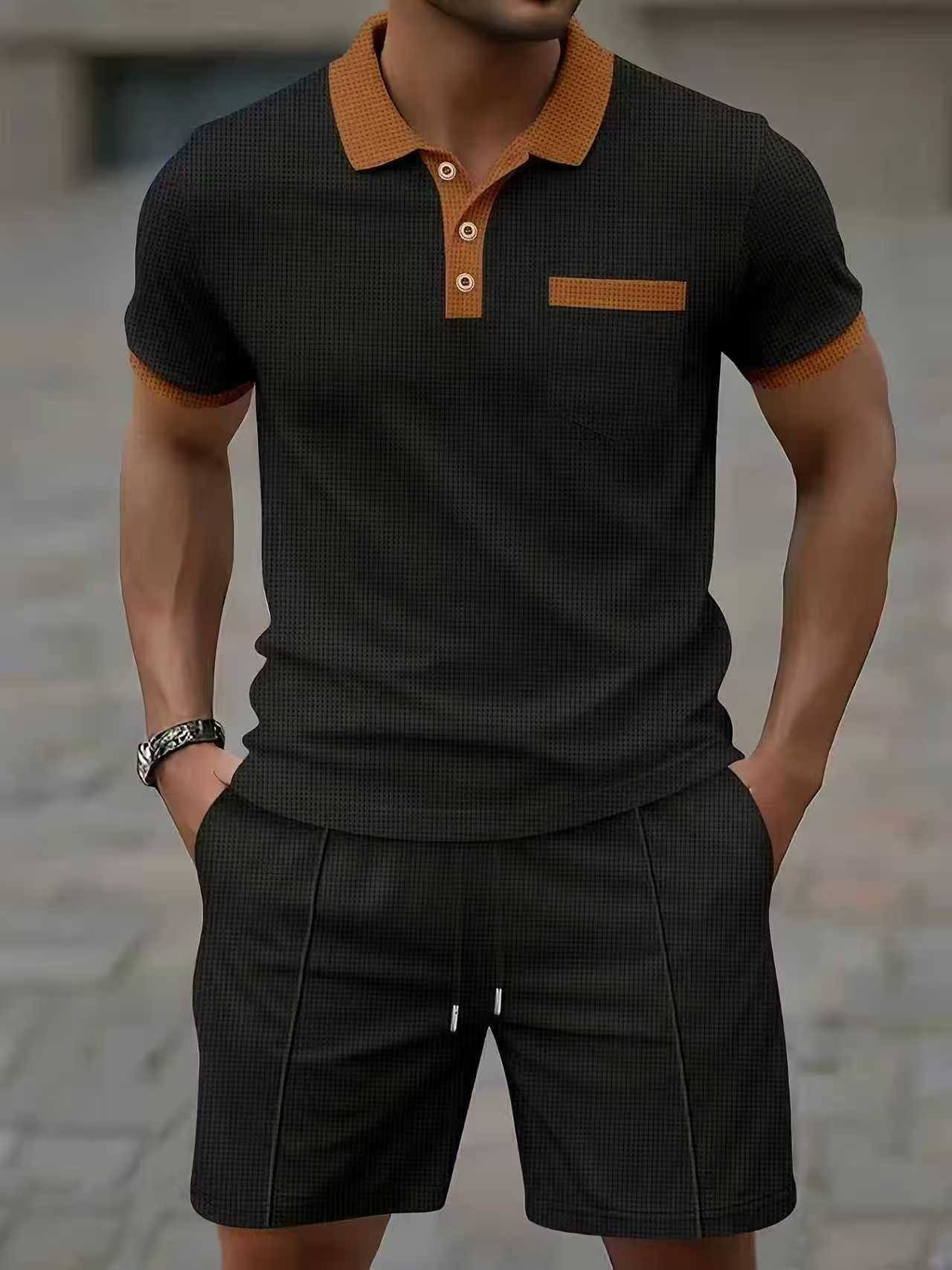 베스트셀러 남성 여름 반팔 셔츠 티셔츠 폴로 반바지 세 - Men'S Fashion Looks 리뷰 및 가격