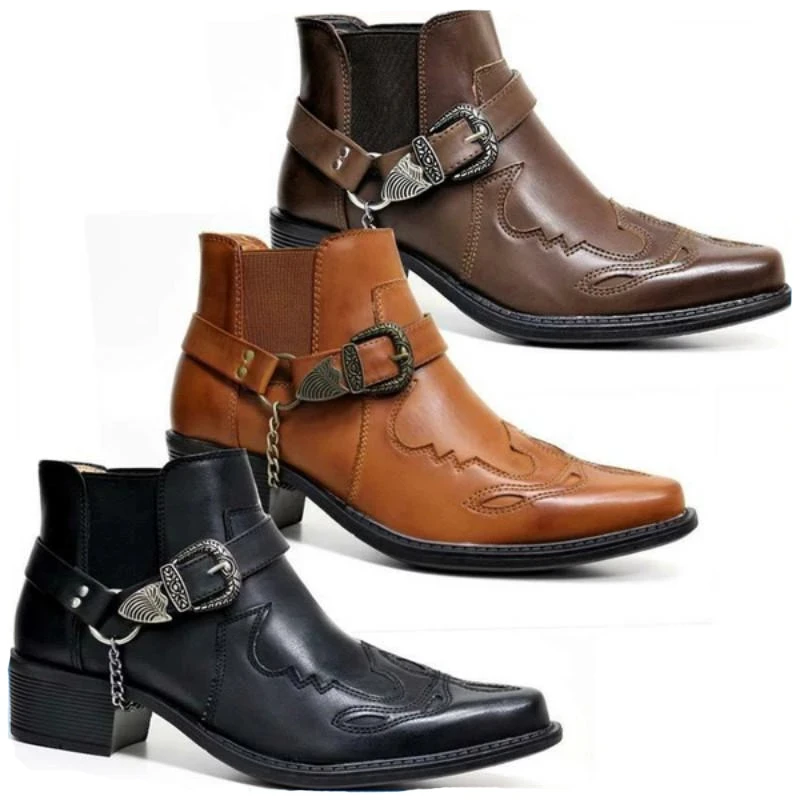 2026 남성용 빈티지 카우보이 부츠 가죽 하이탑 체인 - Men'S Fashion Old Money 리뷰 및 가격